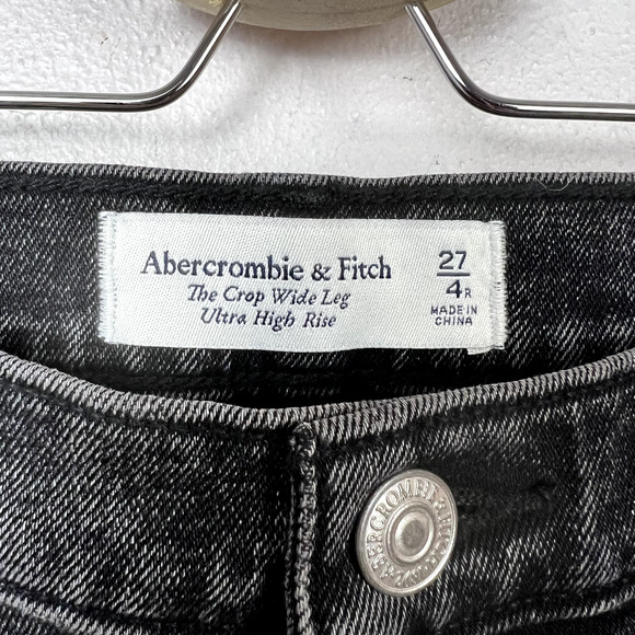 Abercrombie & Fitch The Crop Wide Leg Ultra High Rise Faded Black Size 27 / 4R - Picture 5 of 11